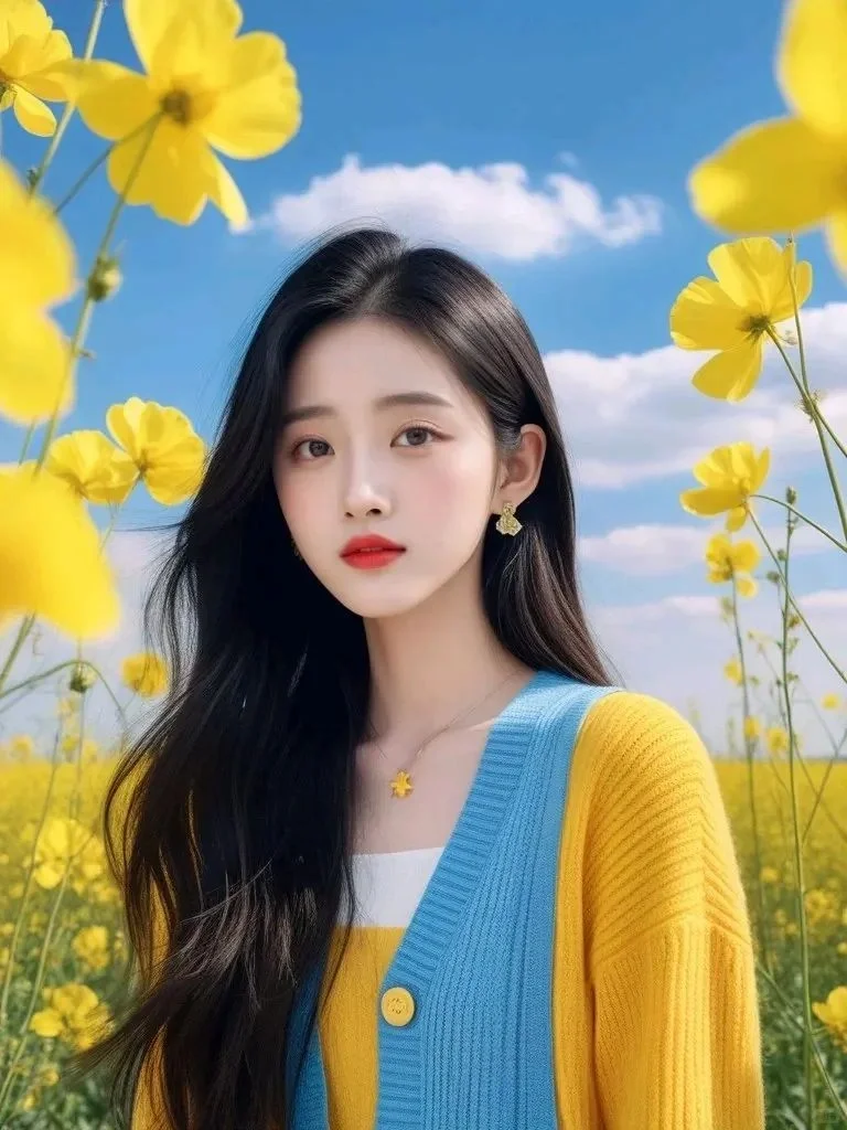 分享油菜花美女头像：