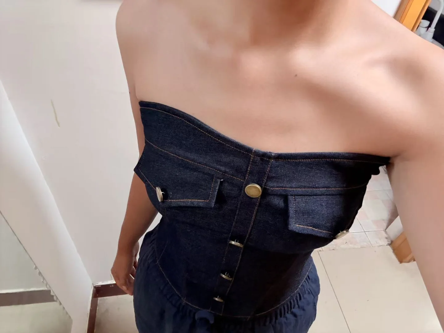 周白子牛仔胸衣