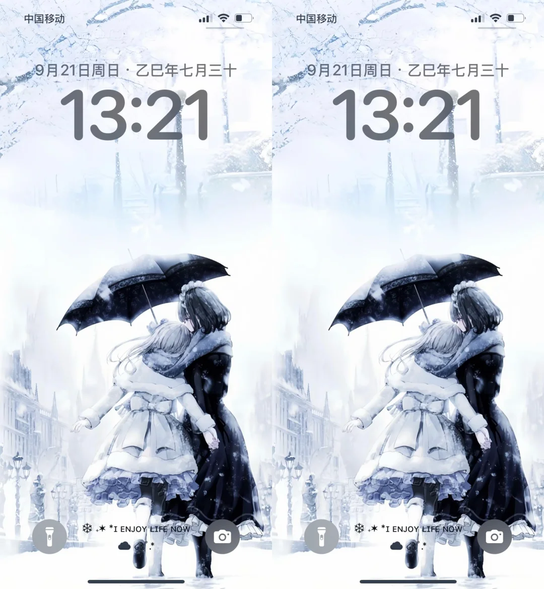 真的好喜欢这个壁纸呀！！あなたと雪の中で