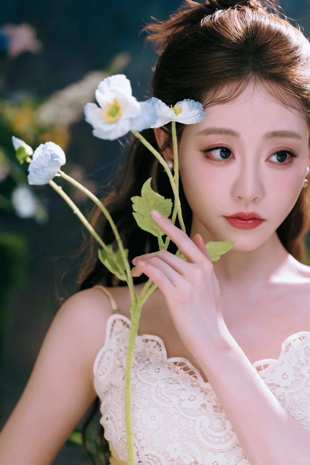 祝绪丹 碎花蕾丝裙 曼妙好身材