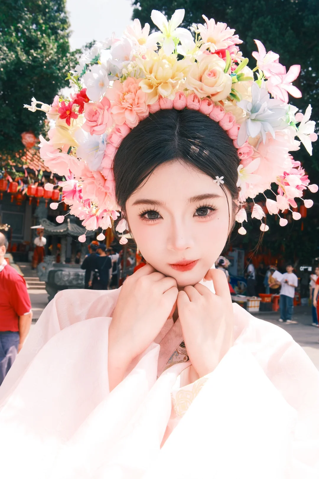 泉州簪花~粉色汉服➕簪花真的太出片啦！