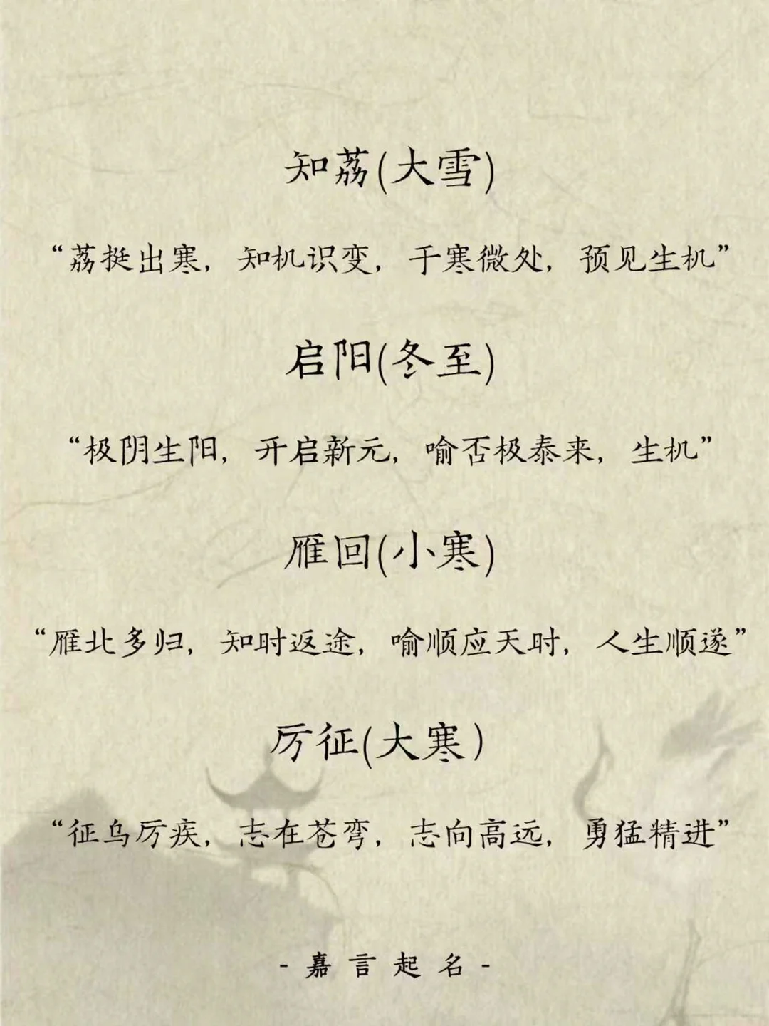 “二十四节气”取国风惊艳好名