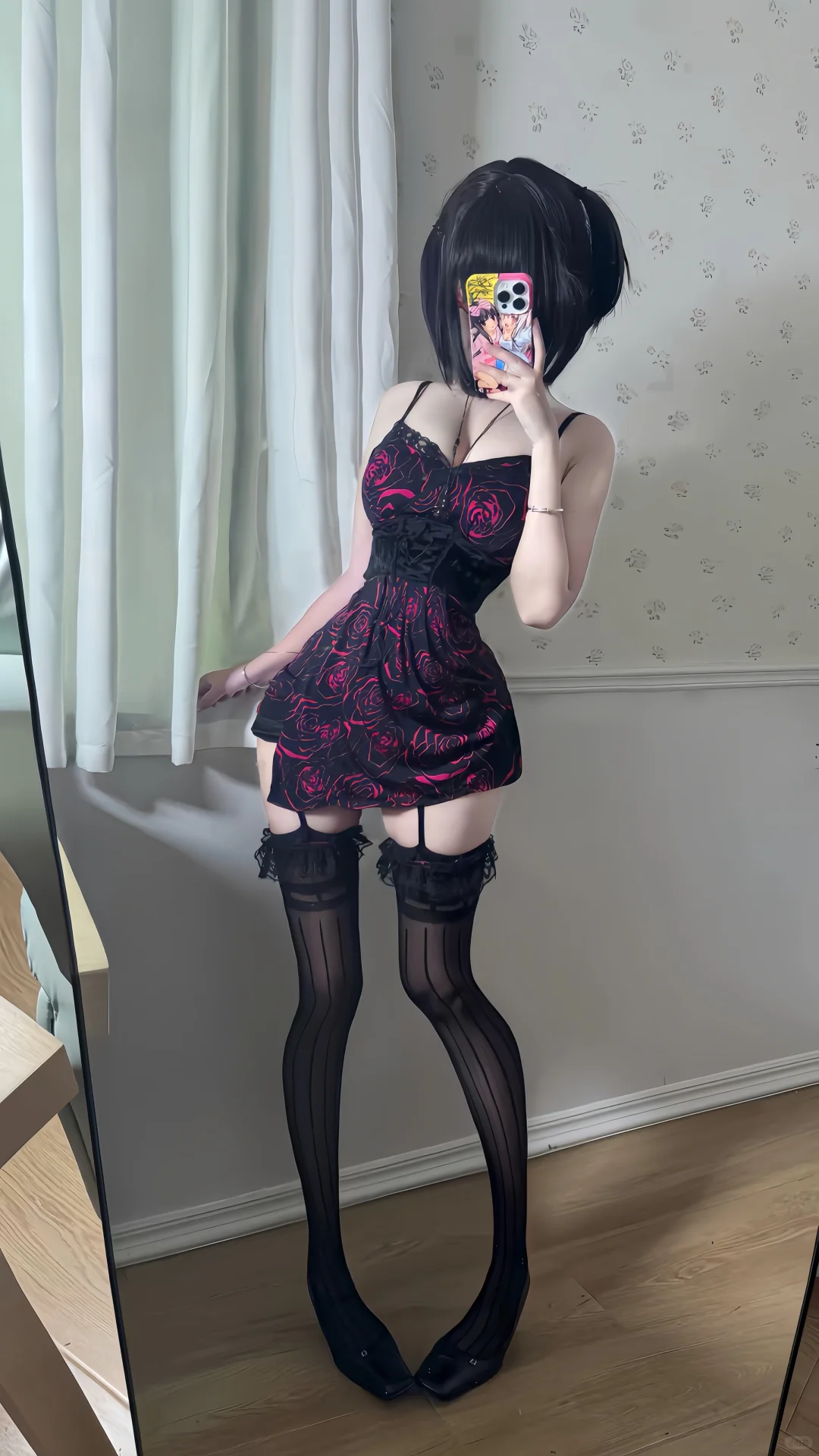 一条姬系玫瑰吊带裙