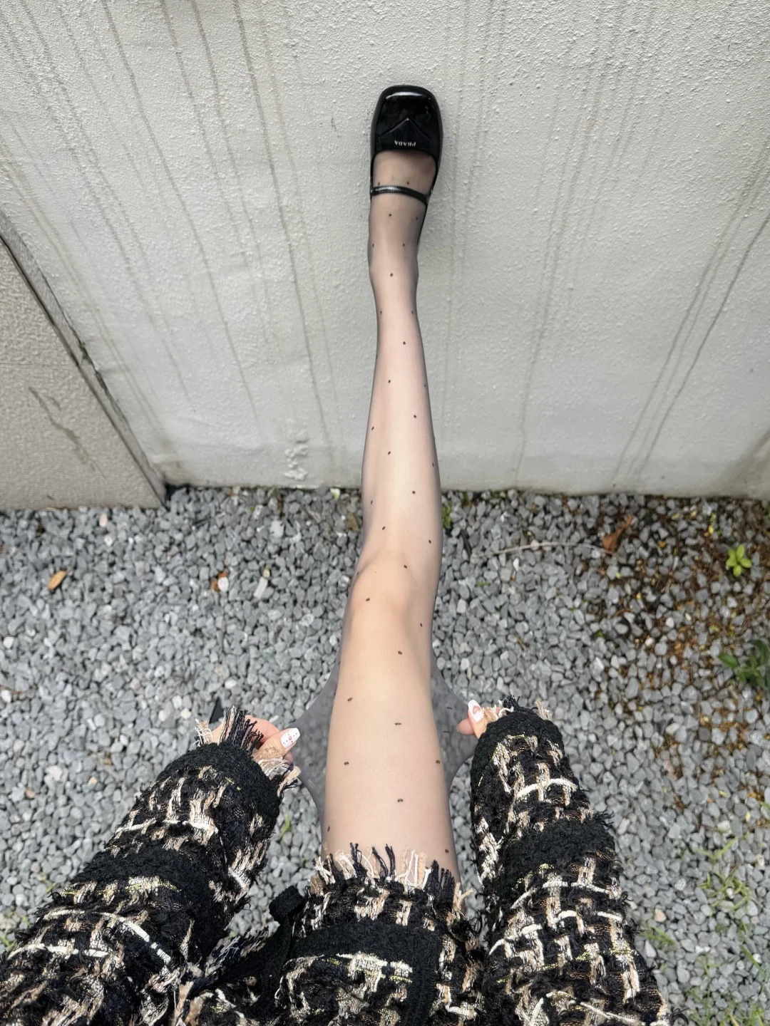 早秋搭配真的少不了0d波点黑丝！！