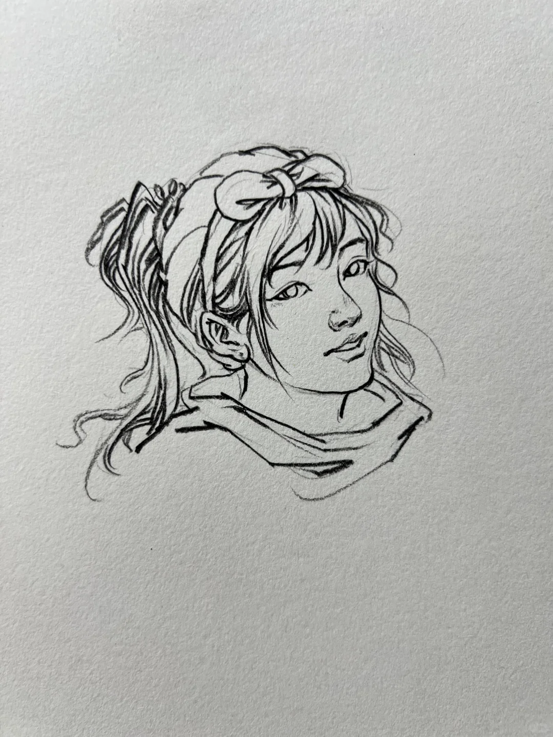 女青年线描速写头，画好了高分不用愁！