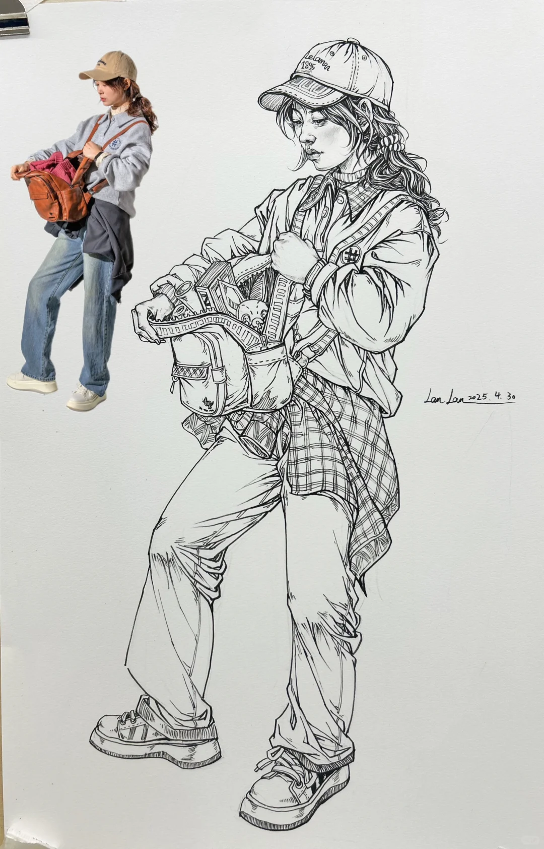 单人线性速写（针管笔）