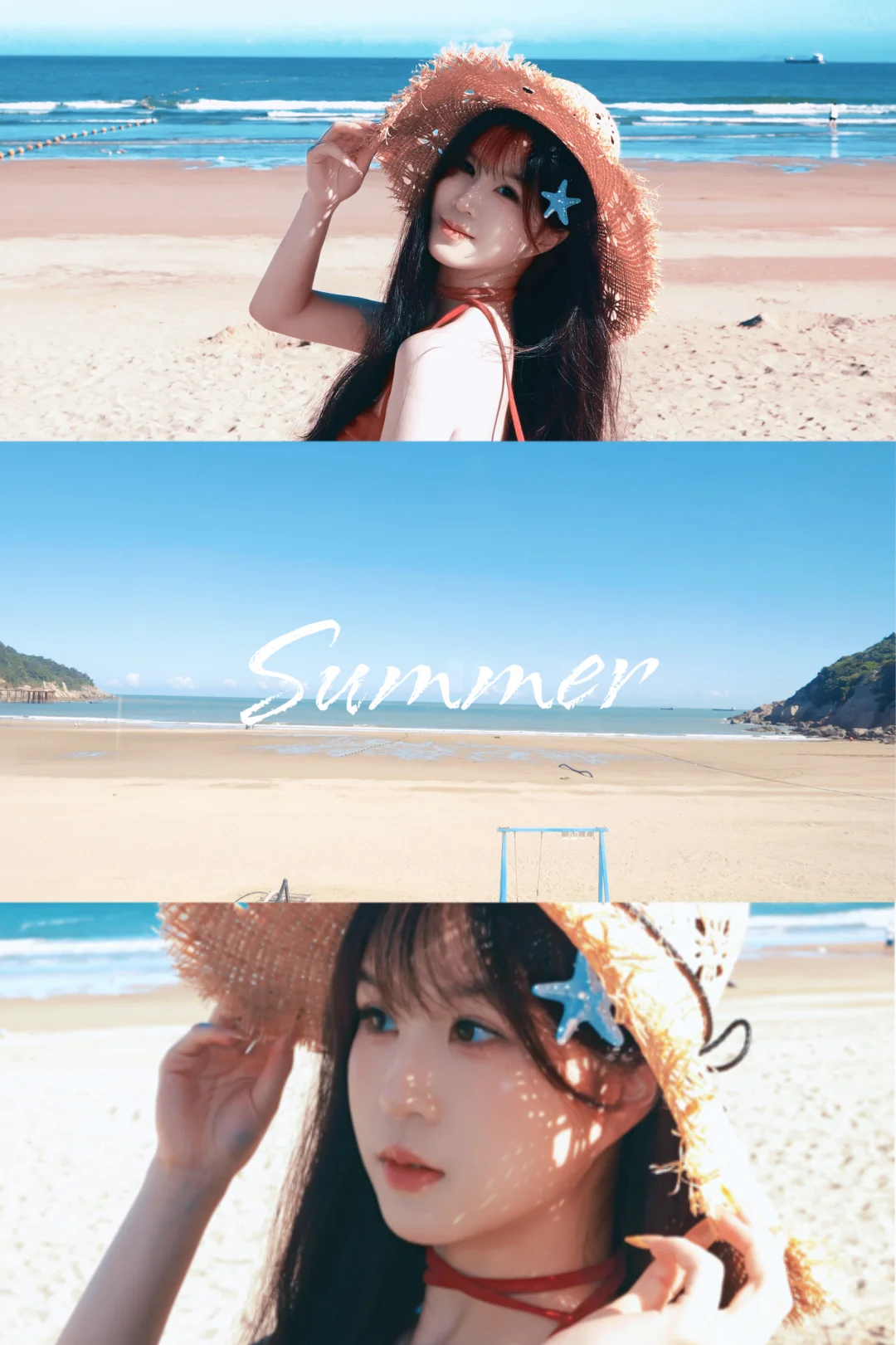 被光眷顾的春日海边少女