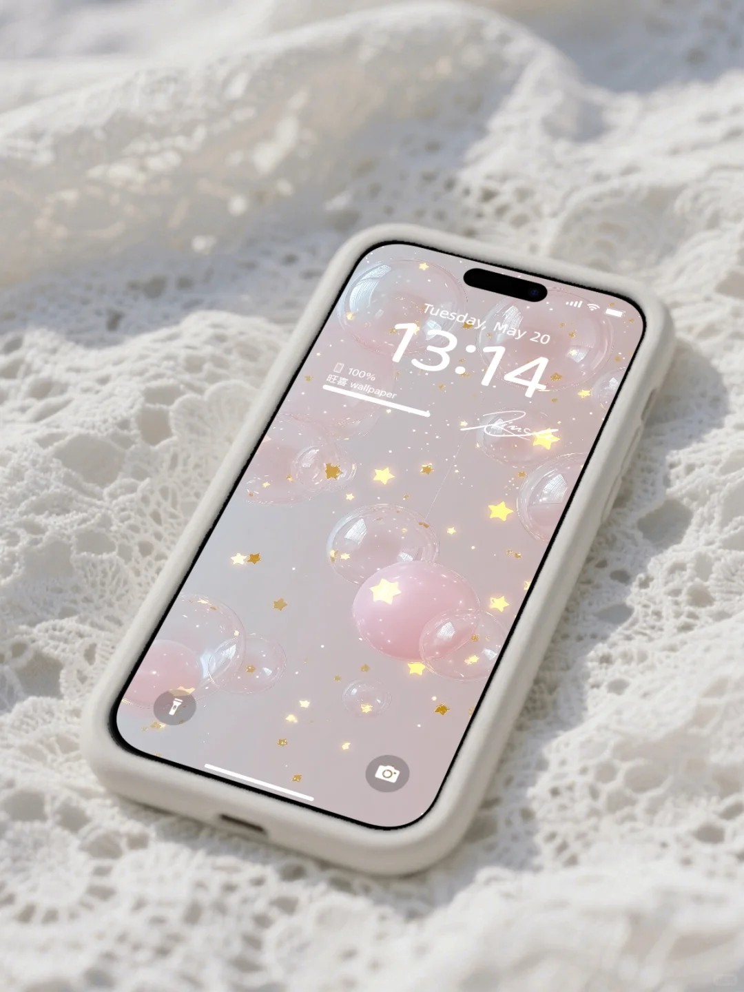 手机壁纸｜发光星星泡泡｜3