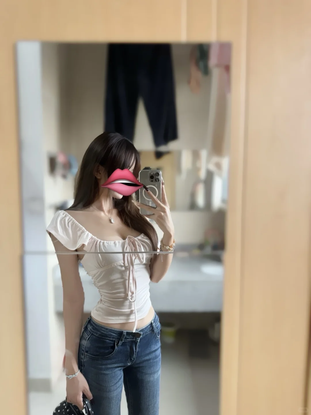 纯欲上衣+低腰牛仔裤🤍