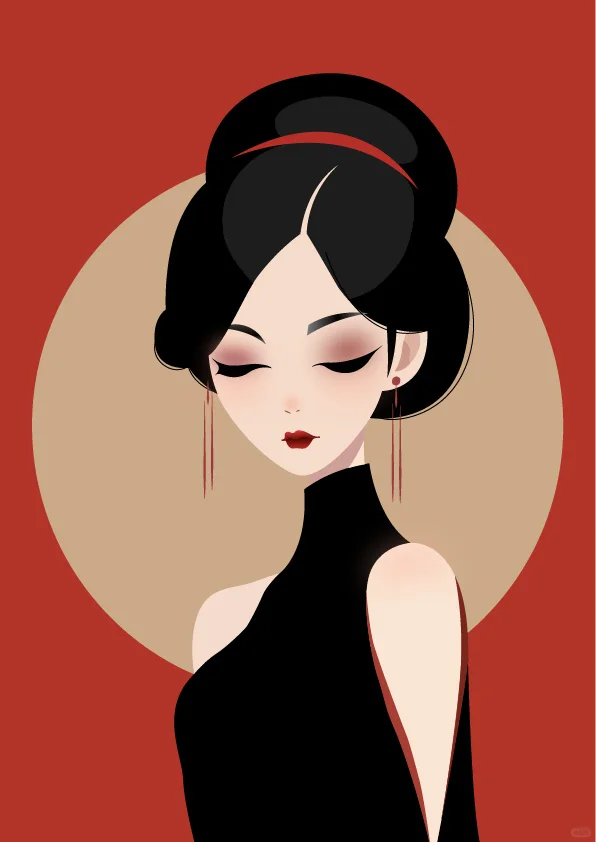 一见倾心的古风插画美少女