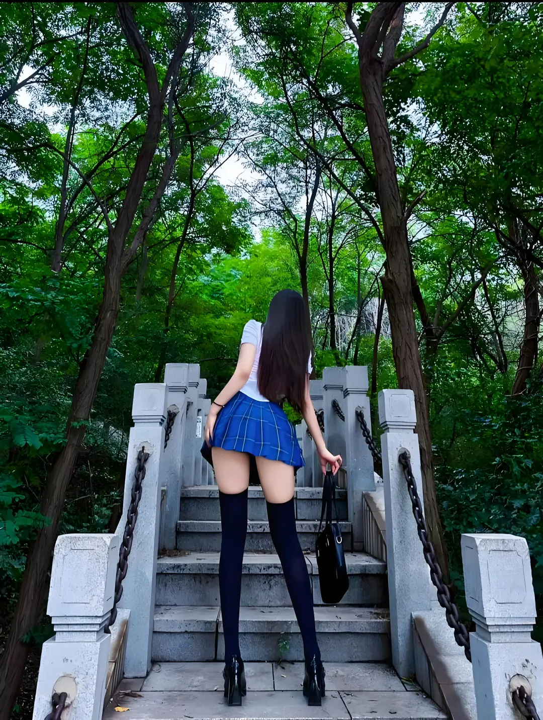 被绿意包围的jk太可爱啦～