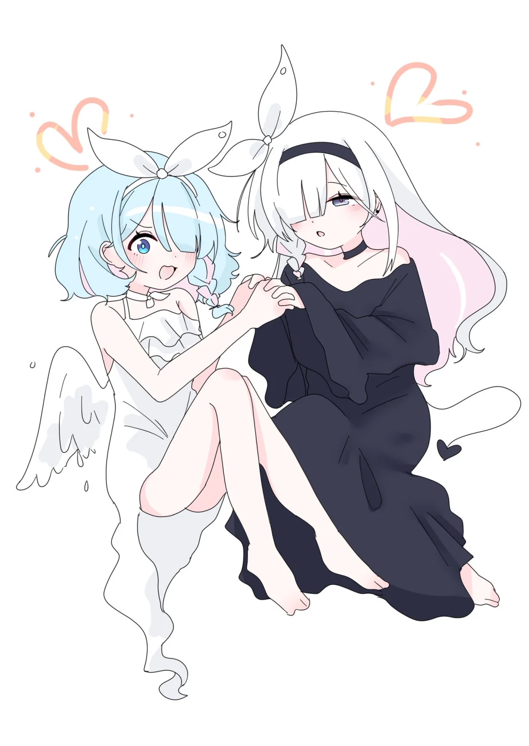 黑色天使与蓝色恶魔，壁纸