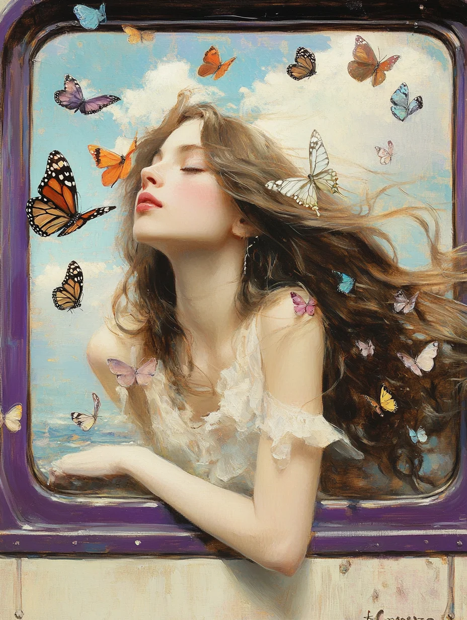 油画｜蝴蝶列车