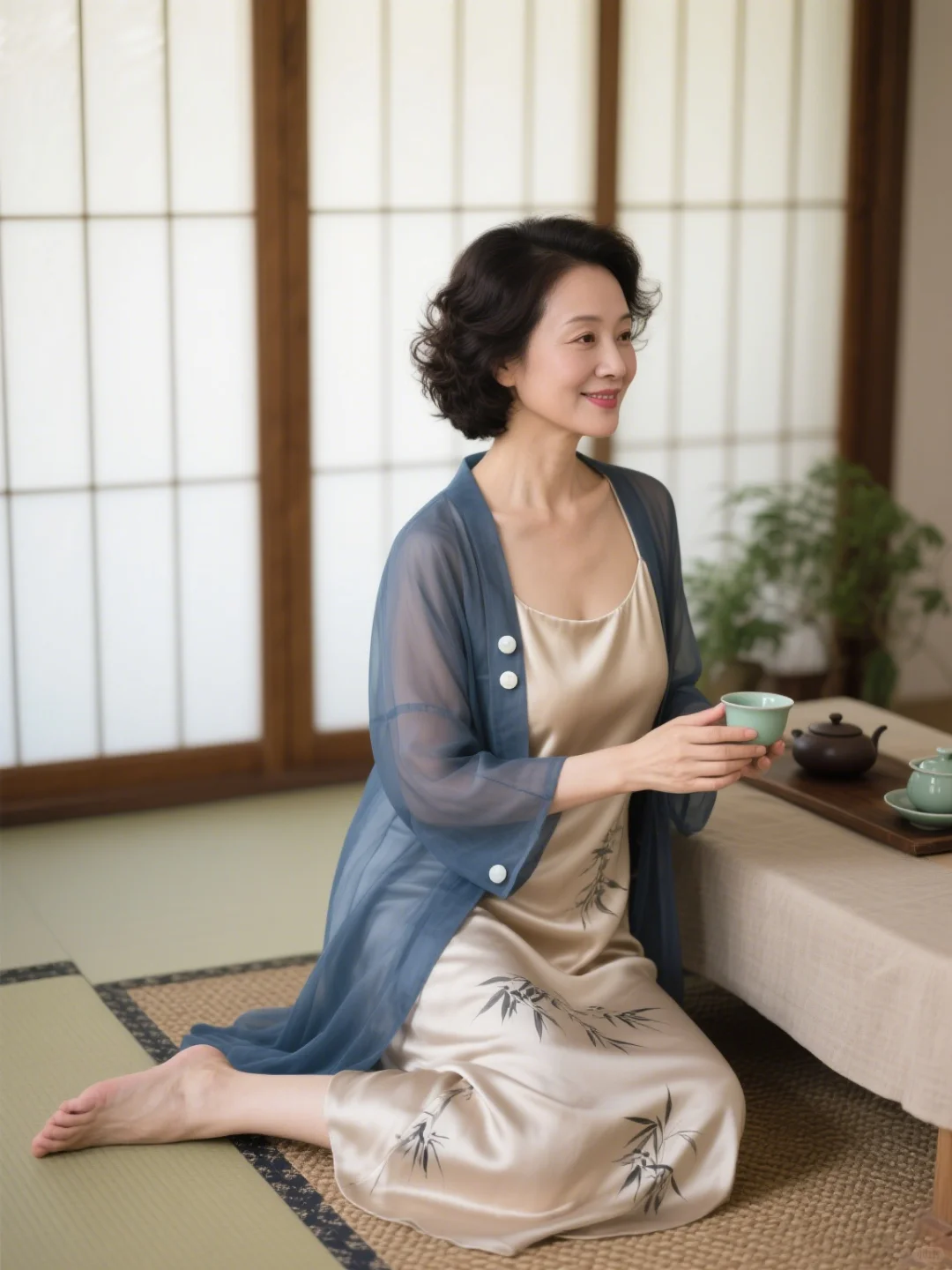 40 + 中式松弛感,把 “茶歇氛围” 穿身上
