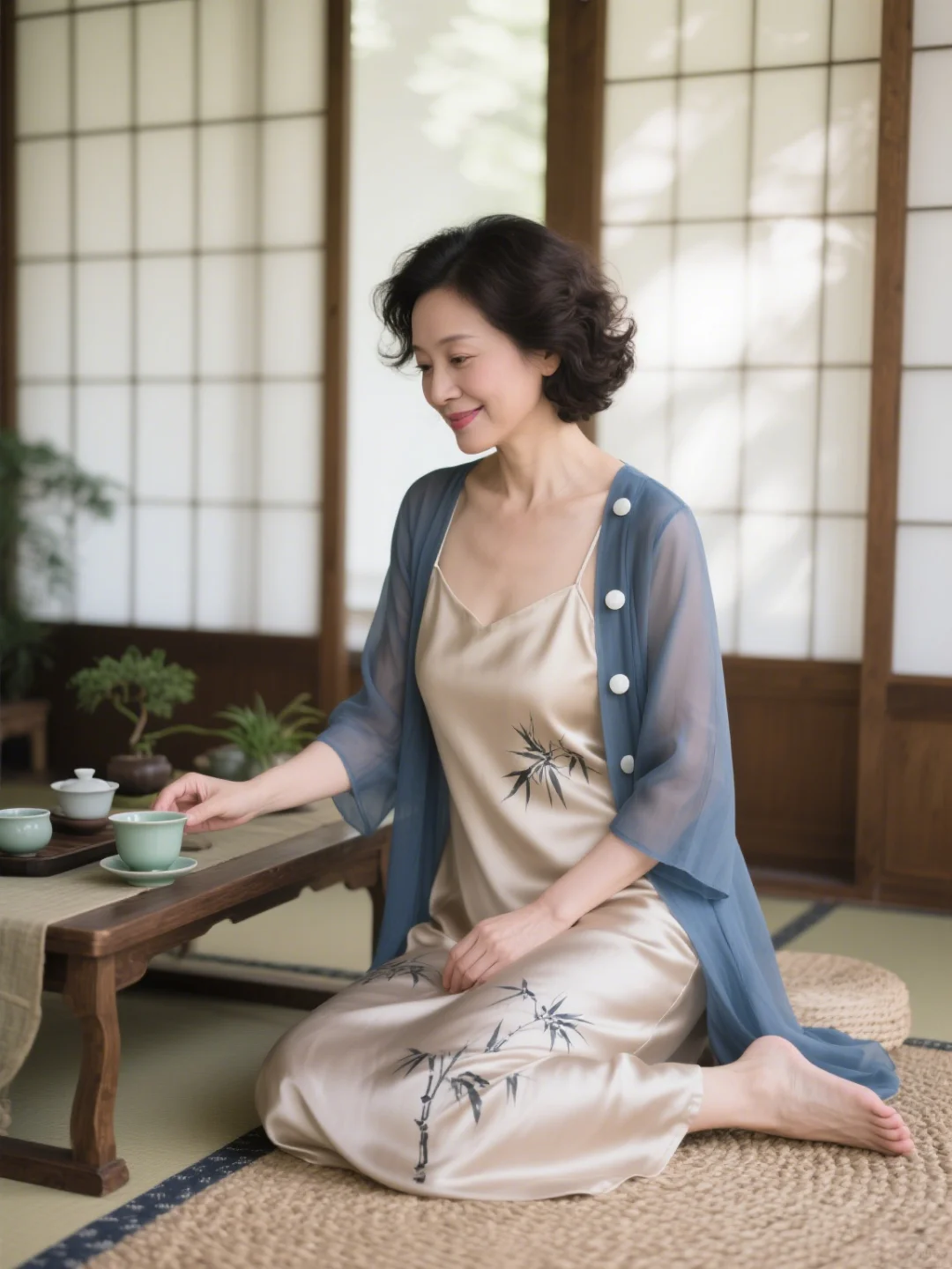 40 + 中式松弛感,把 “茶歇氛围” 穿身上