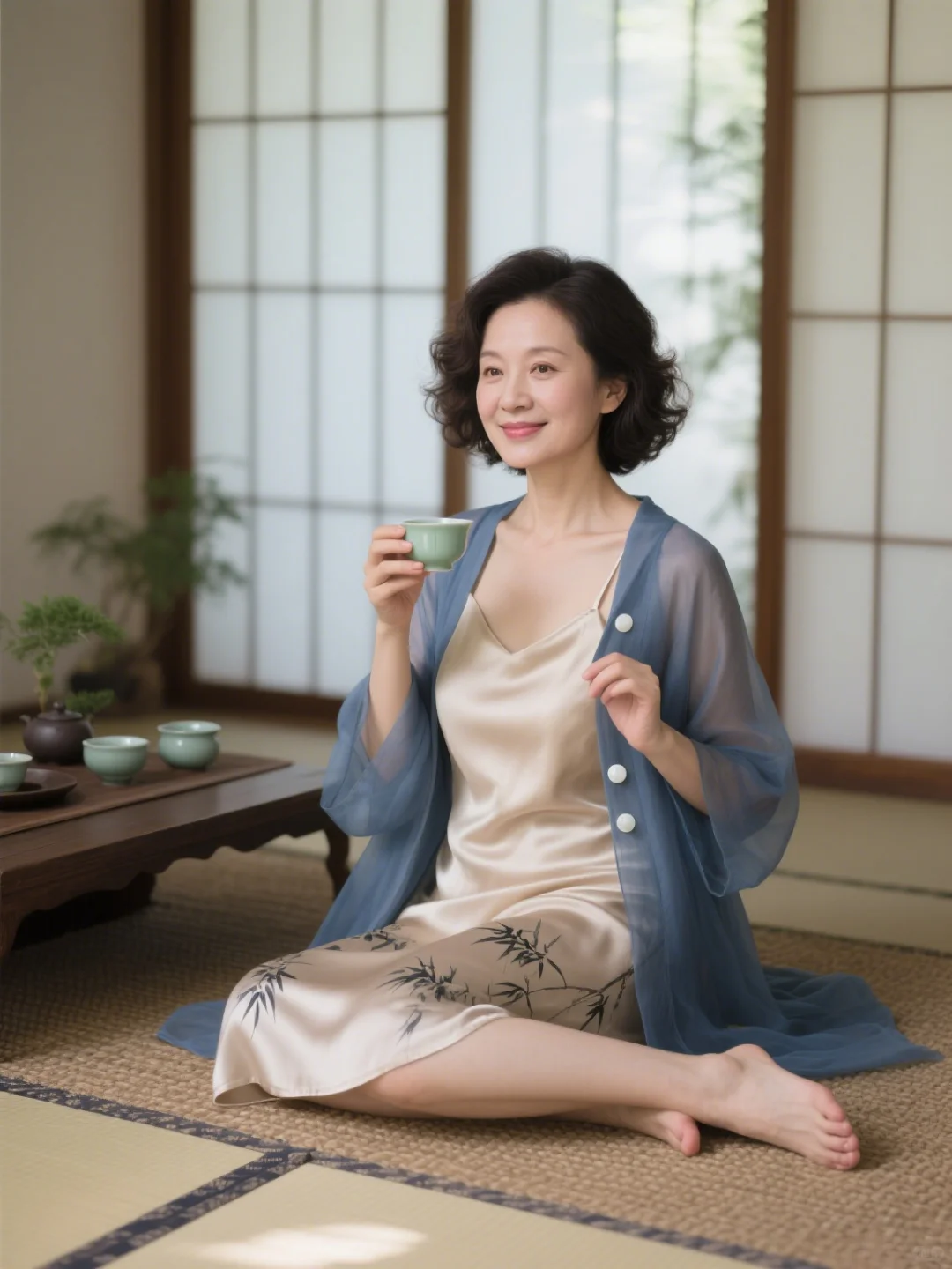 40 + 中式松弛感,把 “茶歇氛围” 穿身上