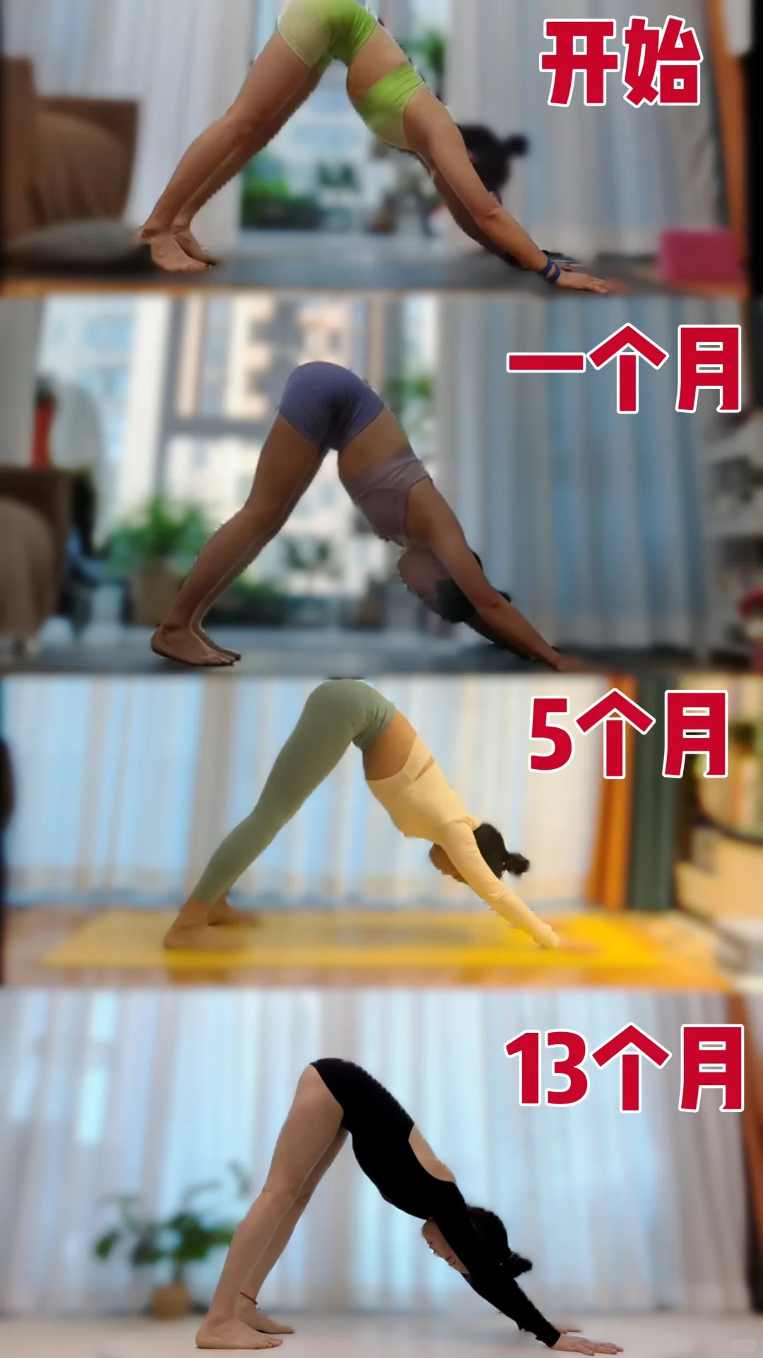 0基础｜下犬式一年的变化，慢慢进步✅