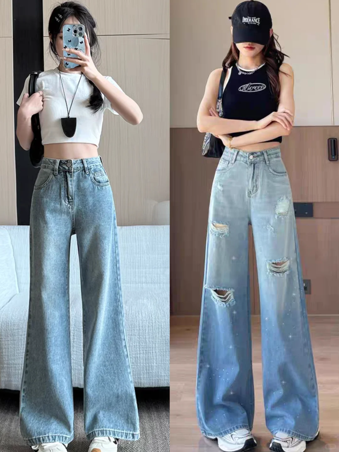 牛仔裤这样搭,胸以下全是腿!