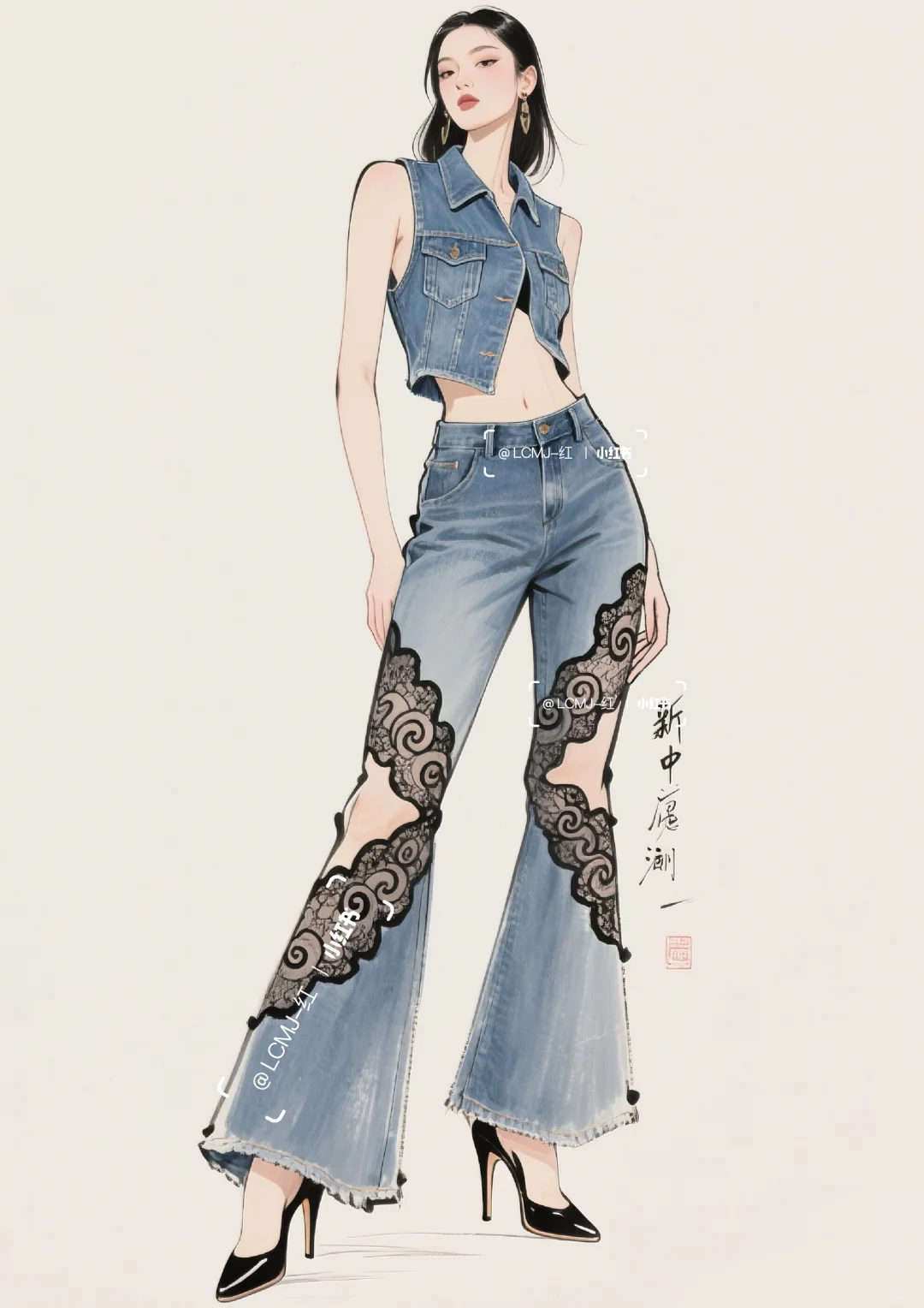 丹宁邂逅蕾丝：优雅与不羁的时尚共舞