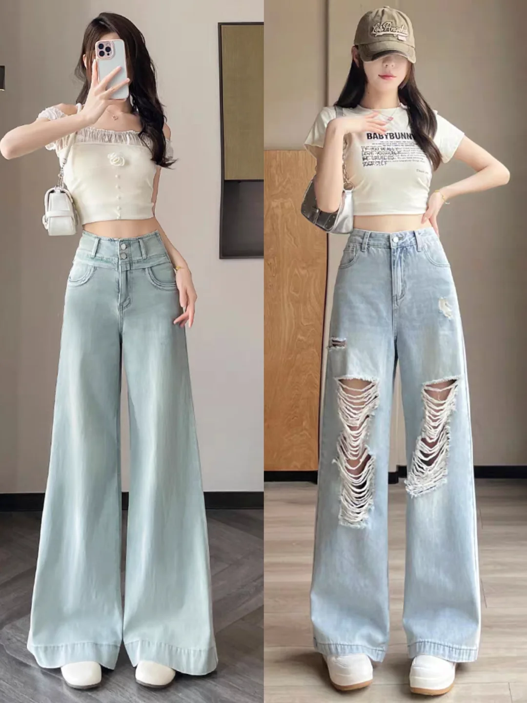 牛仔裤这样搭,胸以下全是腿!