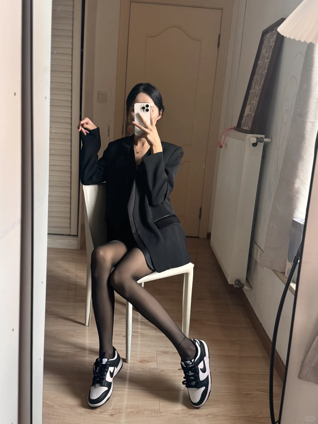 OOTD｜黑丝配西装+aj