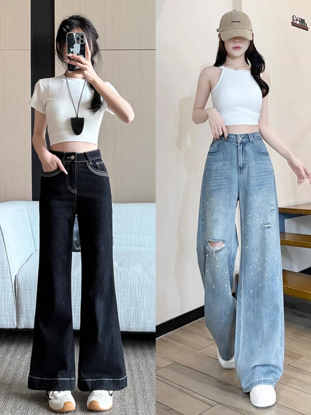 牛仔裤这样搭,胸以下全是腿!