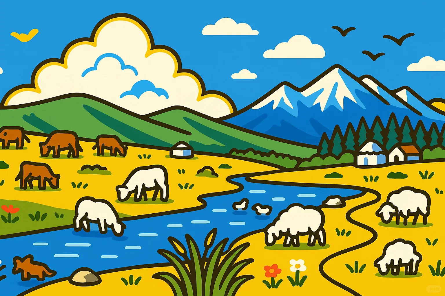 💙🧡小河流水哗啦啦| iPad壁纸