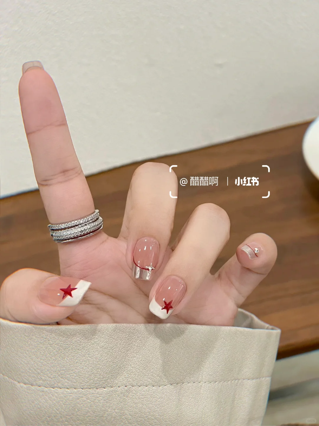 Nail ᜊ'甜辣ins氛围感星星美甲💓镜面法式