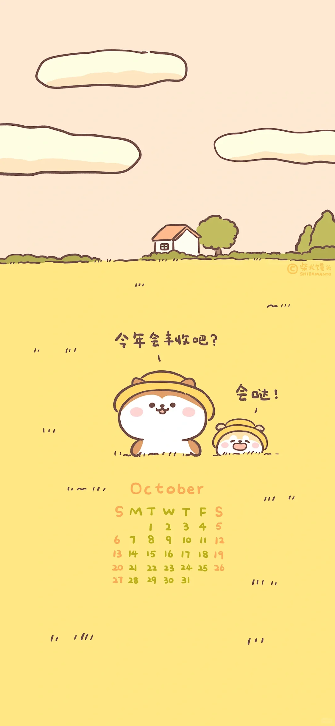 十月，小狗在希望的田野上