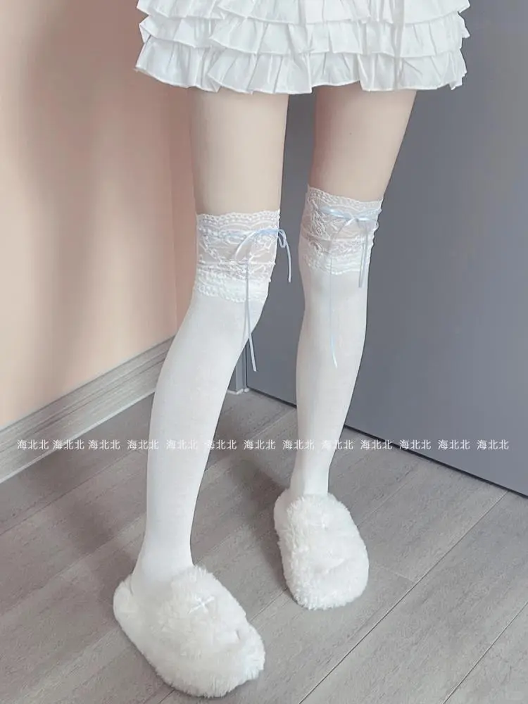 春秋白丝过膝袜！蕾丝花边太仙了✨