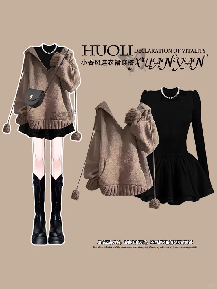 ✨秋冬黑色千金裙穿搭|高级感直接焊在身上!