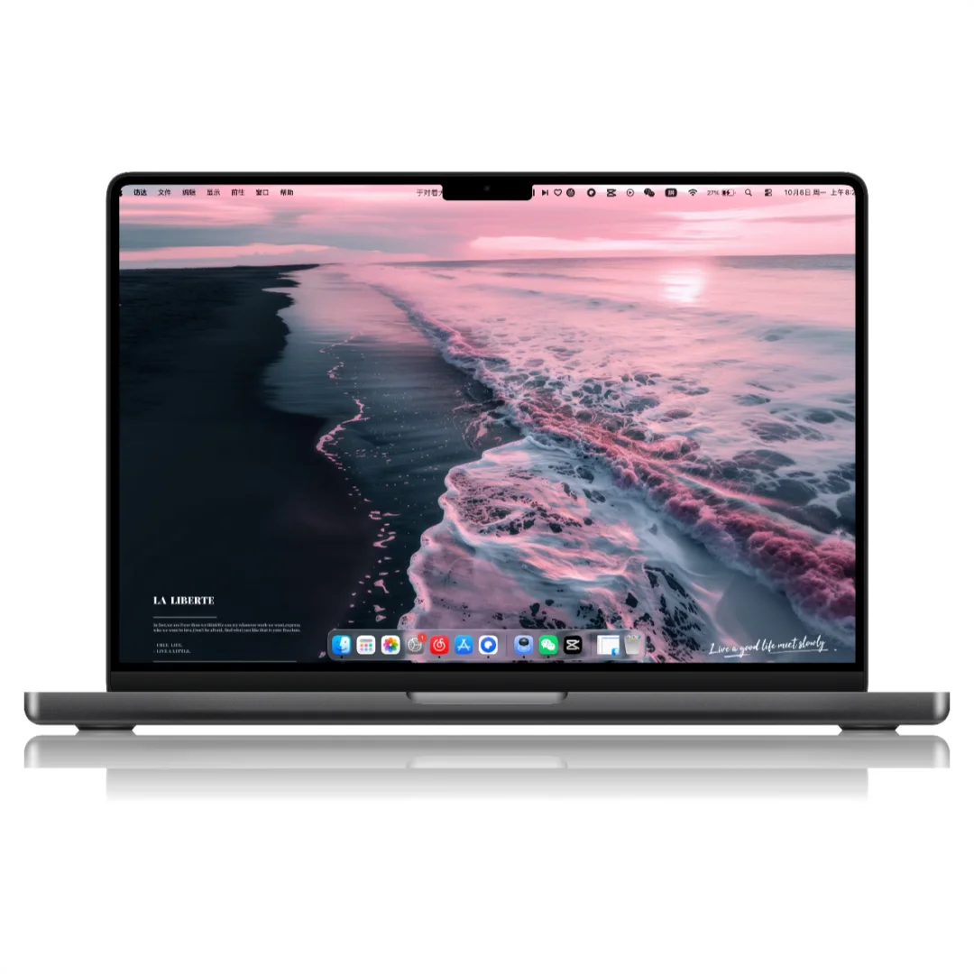 Macbook高清壁纸-068粉汐墨滩【粉丝免费】