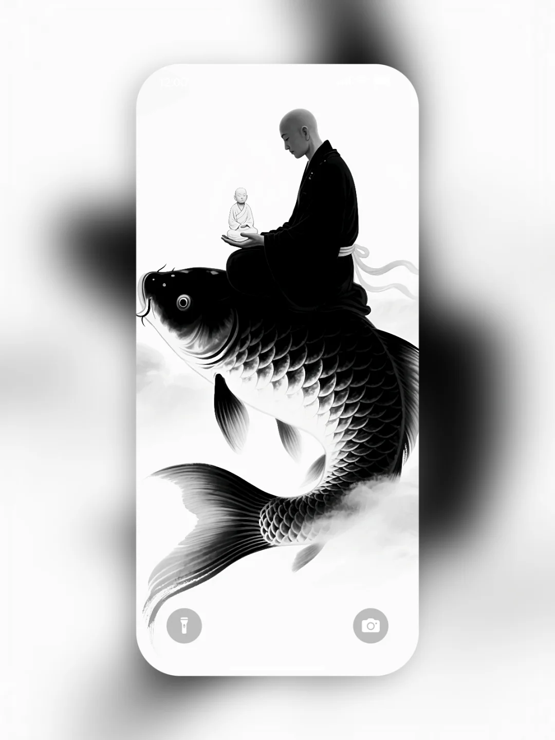禅意如水，心随鱼游，手机壁纸