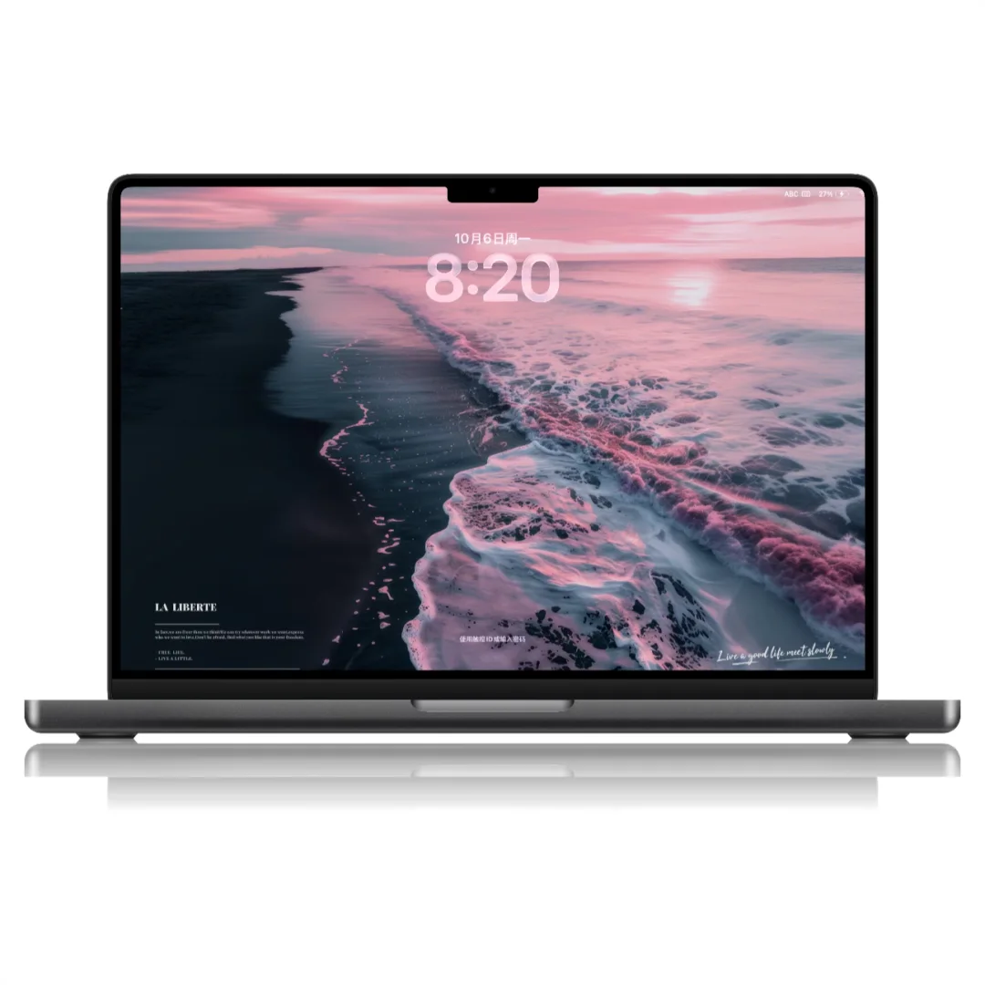 Macbook高清壁纸-068粉汐墨滩【粉丝免费】