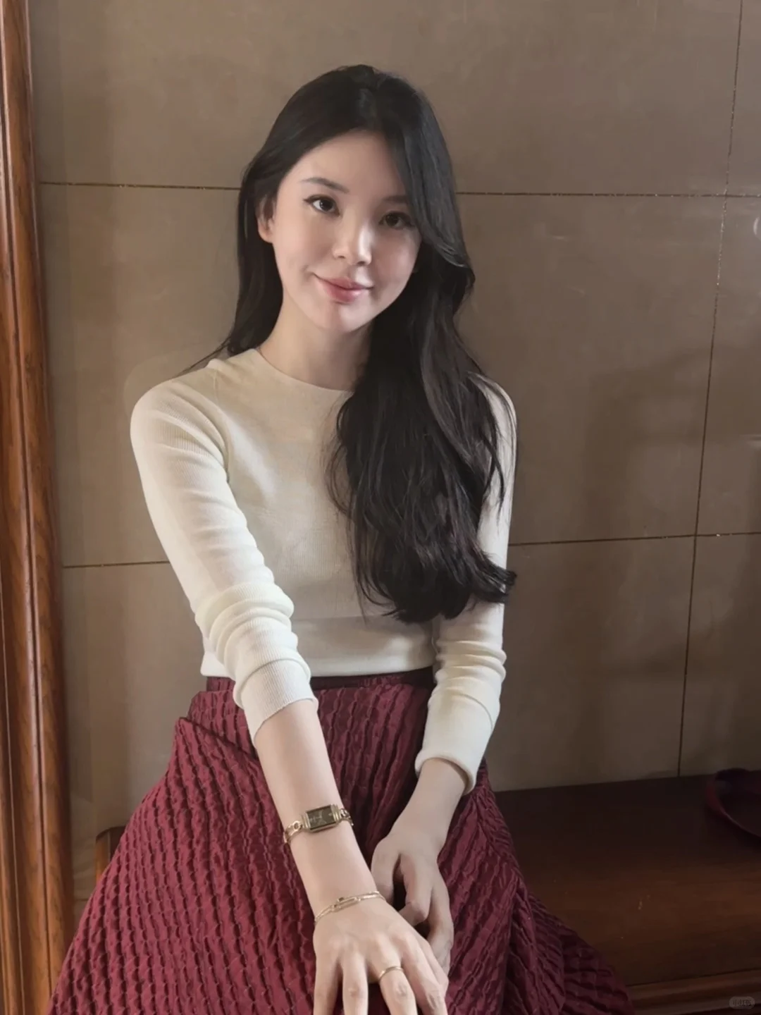 今天穿红裙子,今天漂亮。
