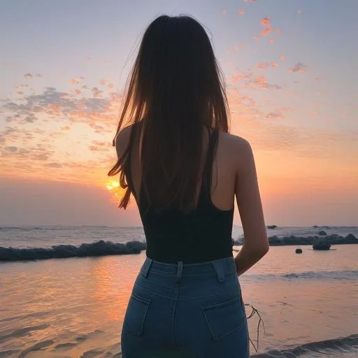 美女背影如诗如画