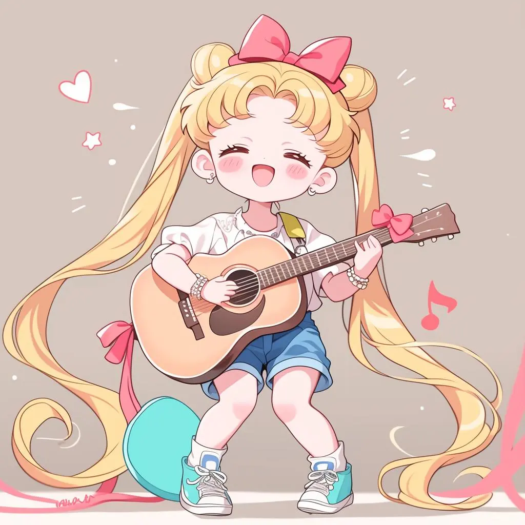 吉他美少女头像