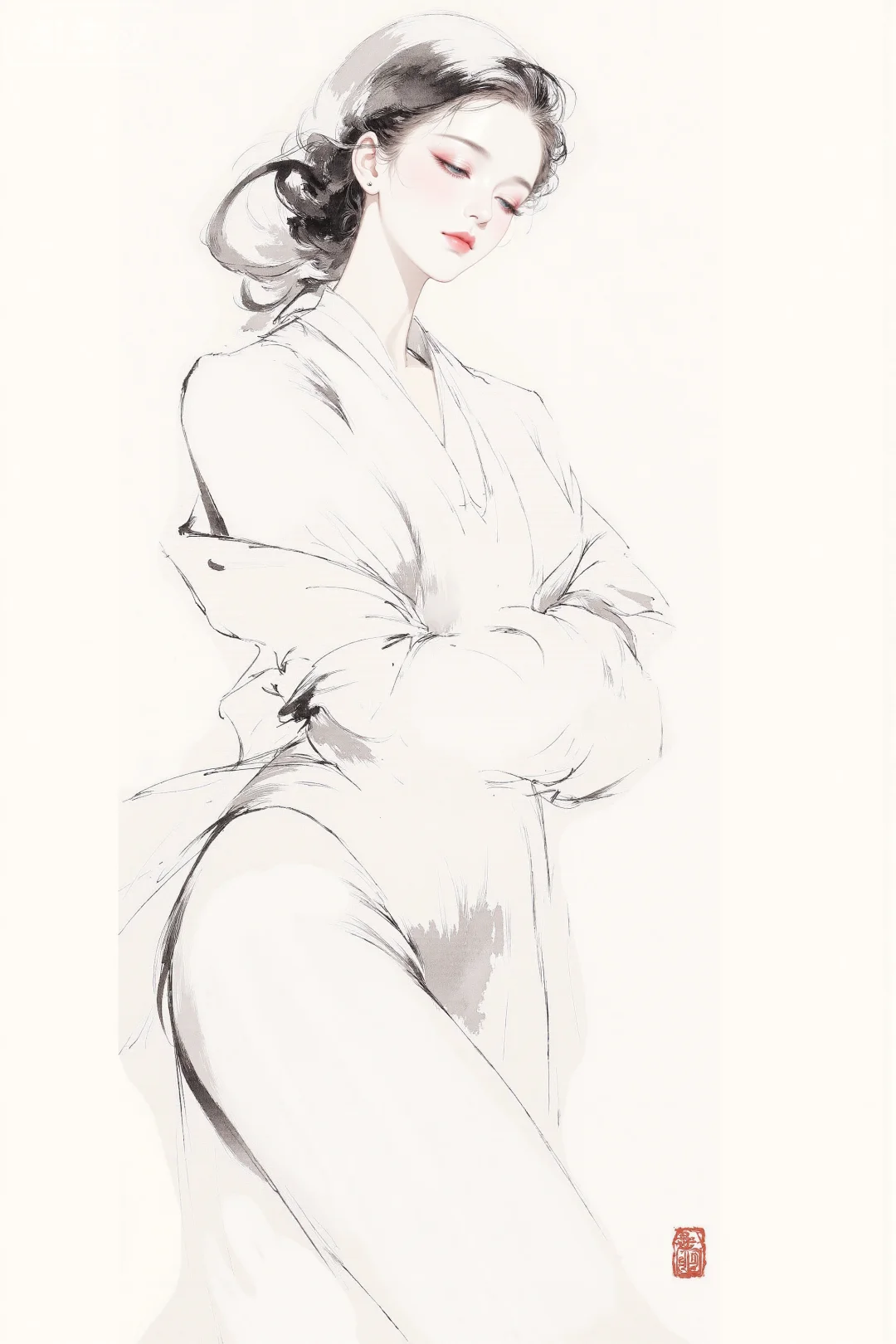 水墨女人肖像