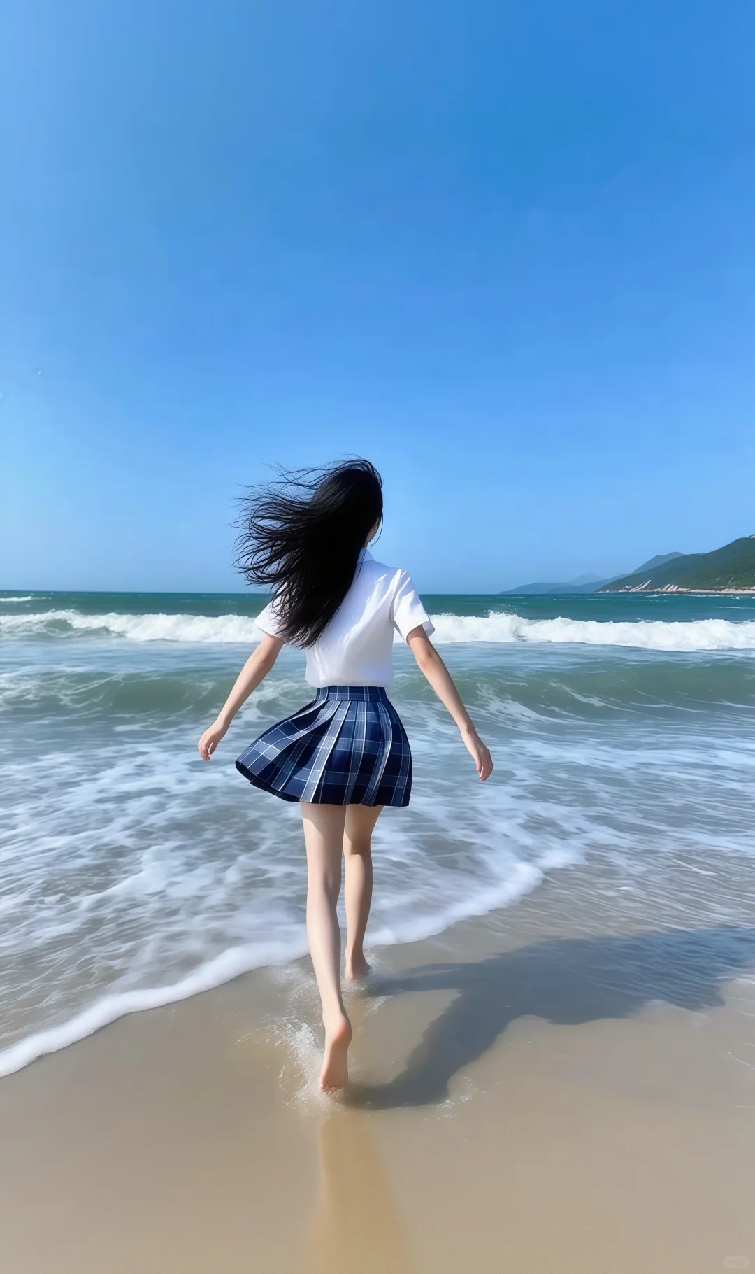 穿jk裙去海边真的太出片啦！