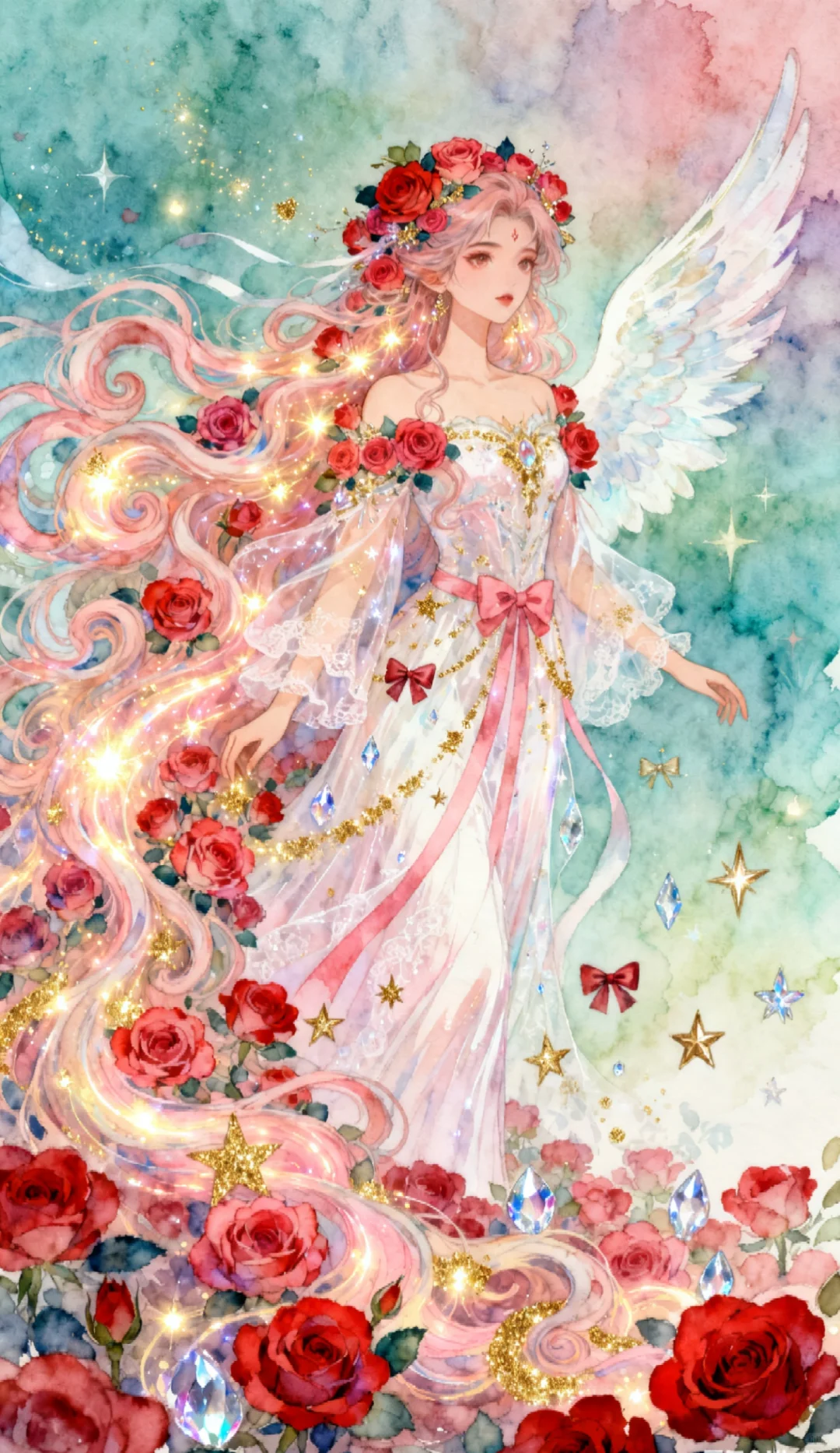 是被玫瑰花包围的天使呀！🥺🥺