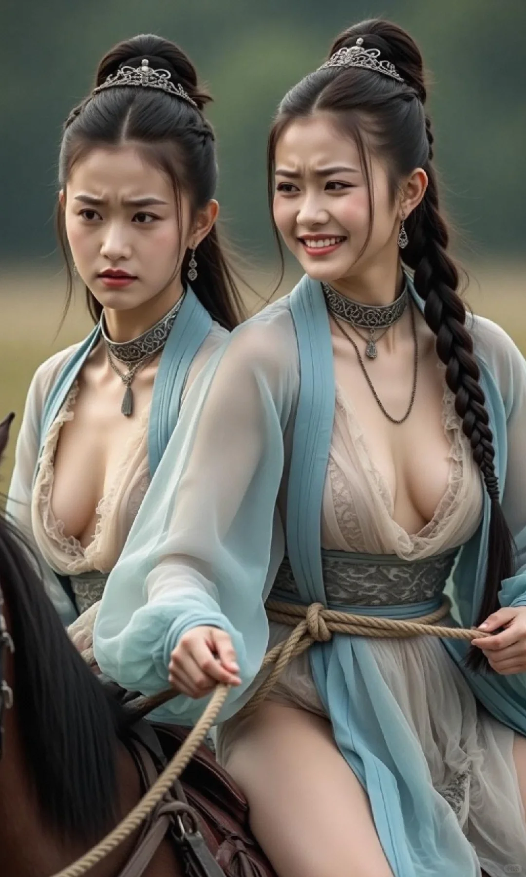 共乘骏马，衣袂飘飘