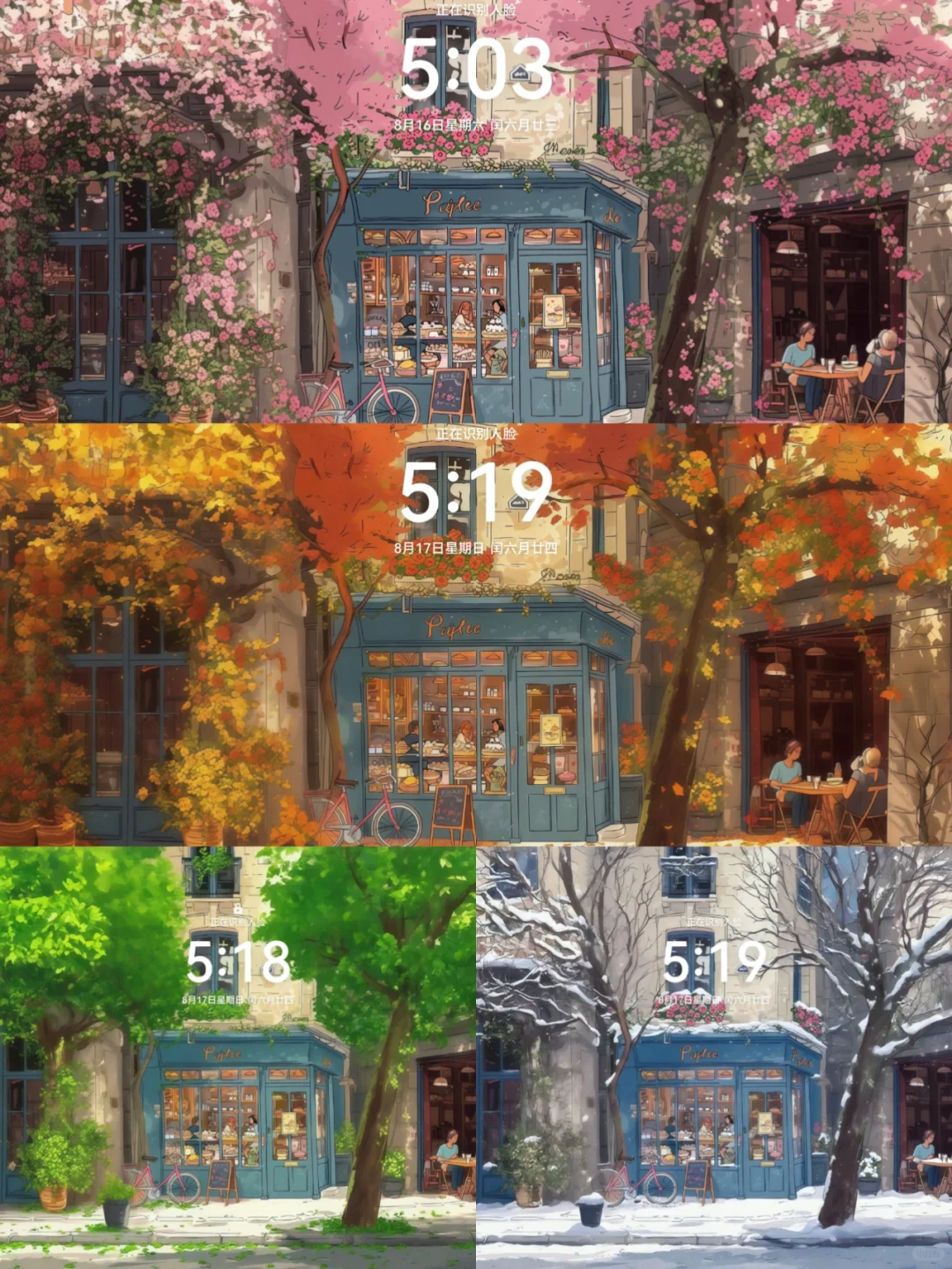 上次的春日氛围小屋壁纸又推出了夏秋冬的版