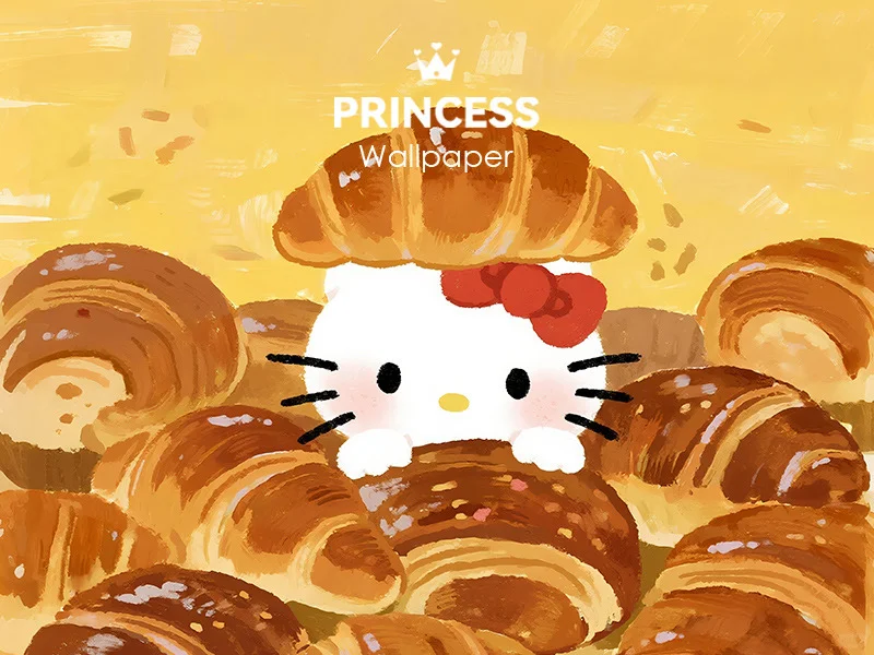 922#🥐HelloKitty满屏牛角包🤎ipad高清壁纸