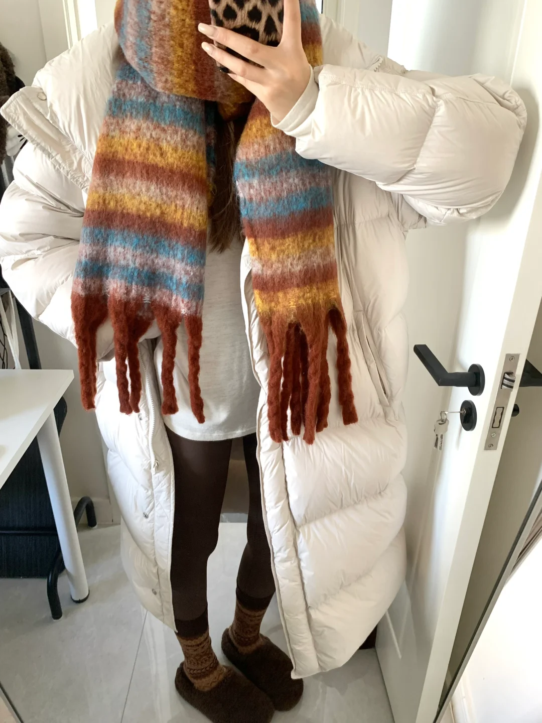 秋冬羽绒服搭瑜伽裤韩系保暖穿搭