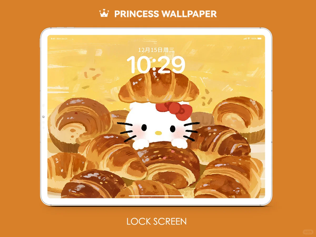 922#🥐HelloKitty满屏牛角包🤎ipad高清壁纸