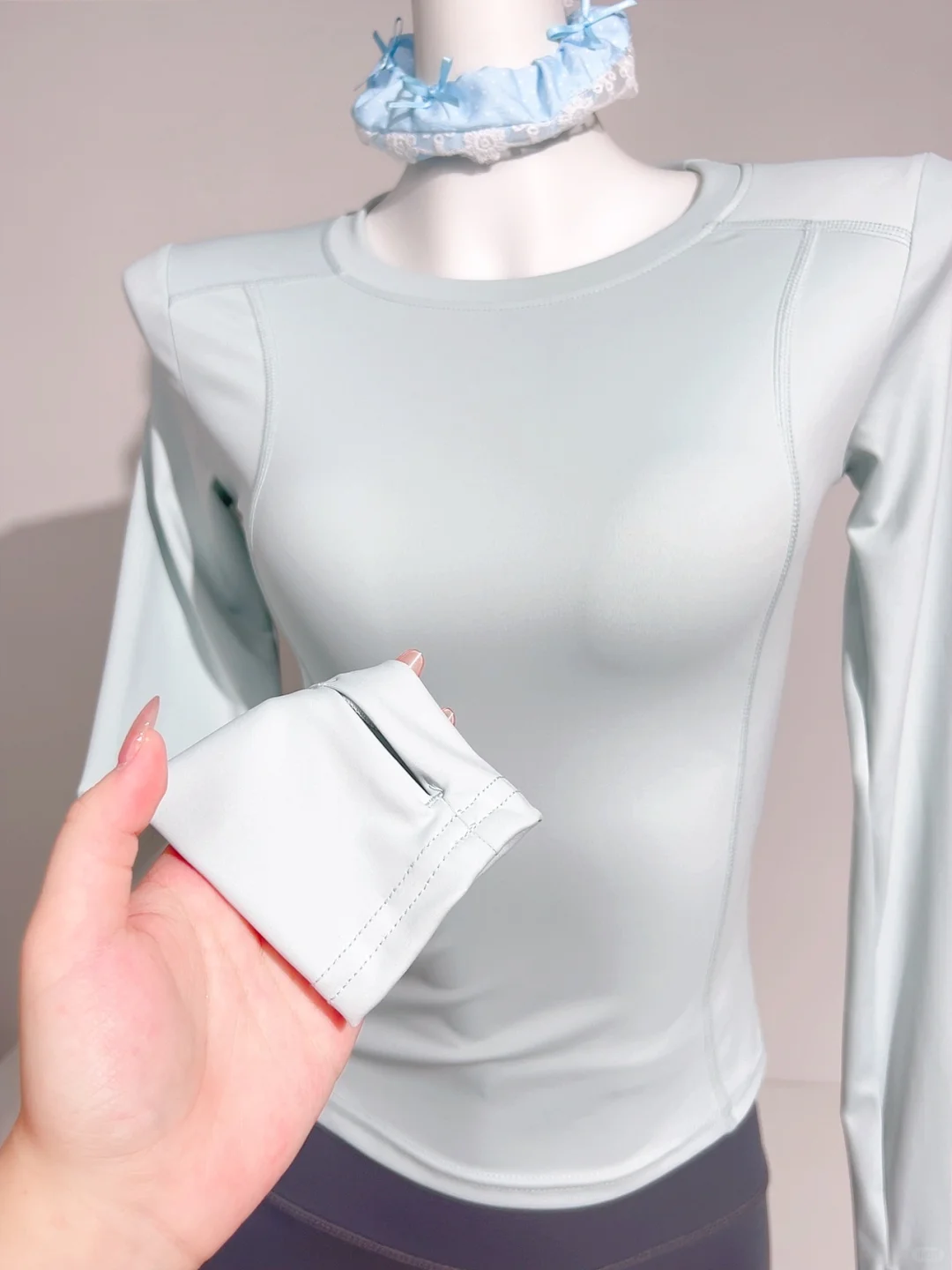 直角肩作弊器|清新薄荷绿长袖简约高级💰29