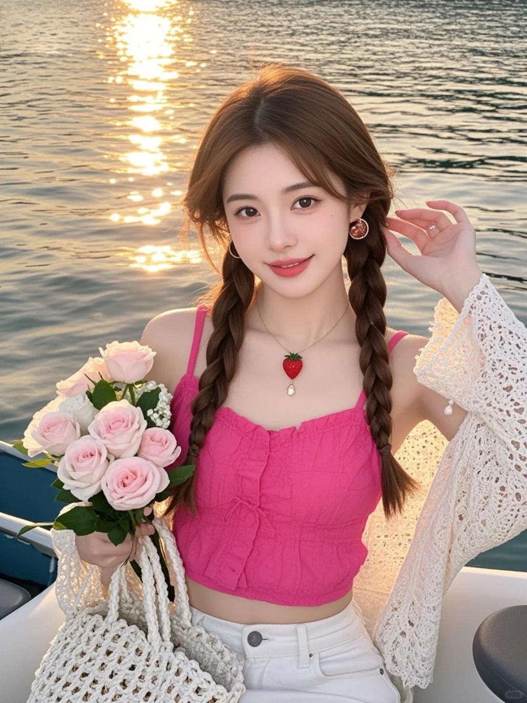 甜妹海边穿搭封神
