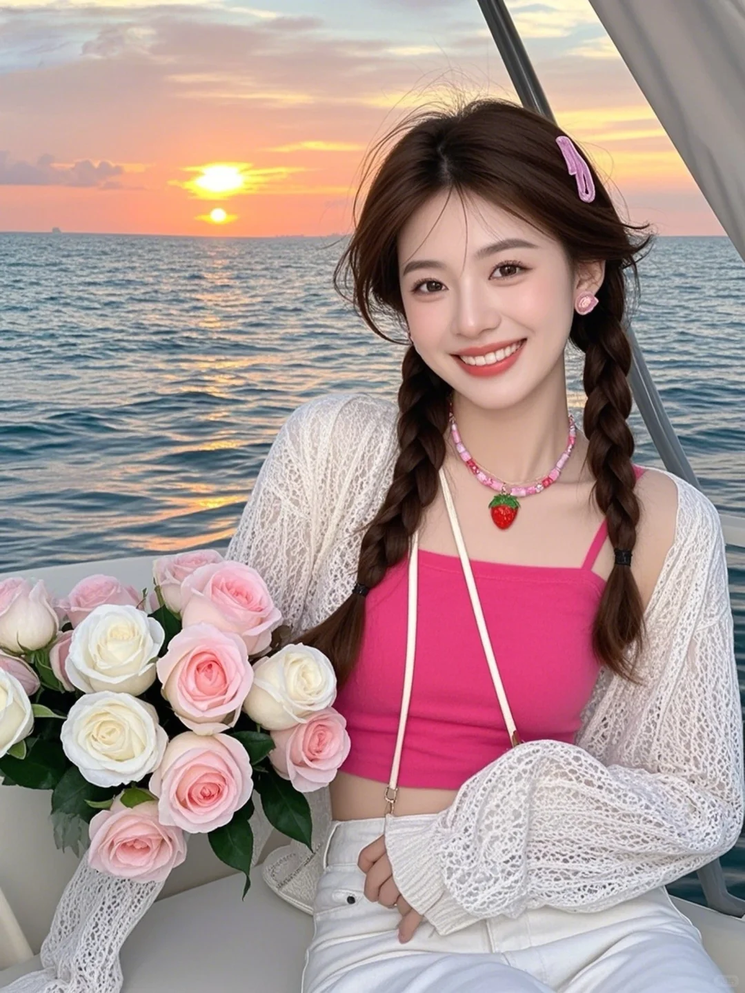 甜妹海边穿搭封神