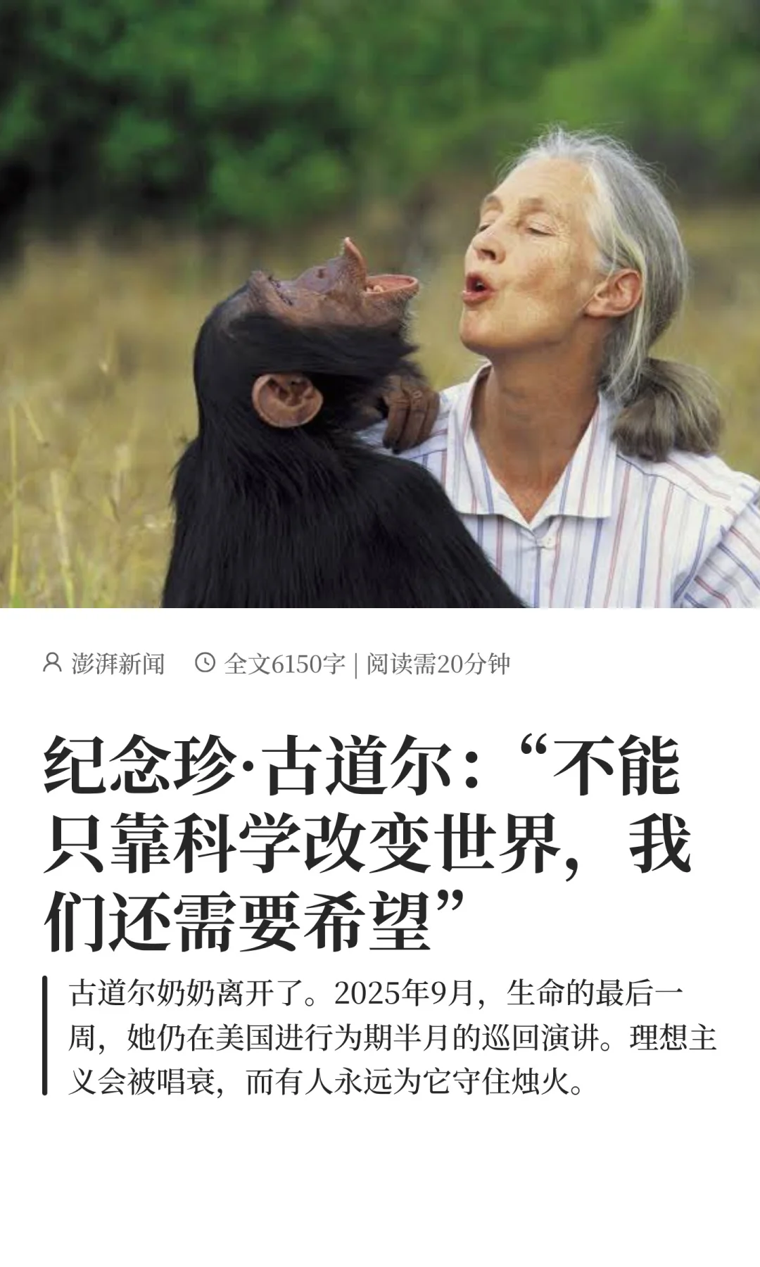 纪念珍·古道尔🌍