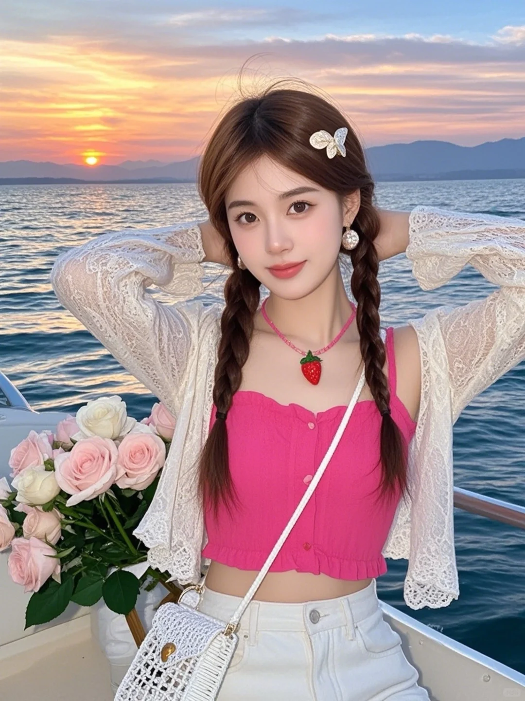 甜妹海边穿搭封神